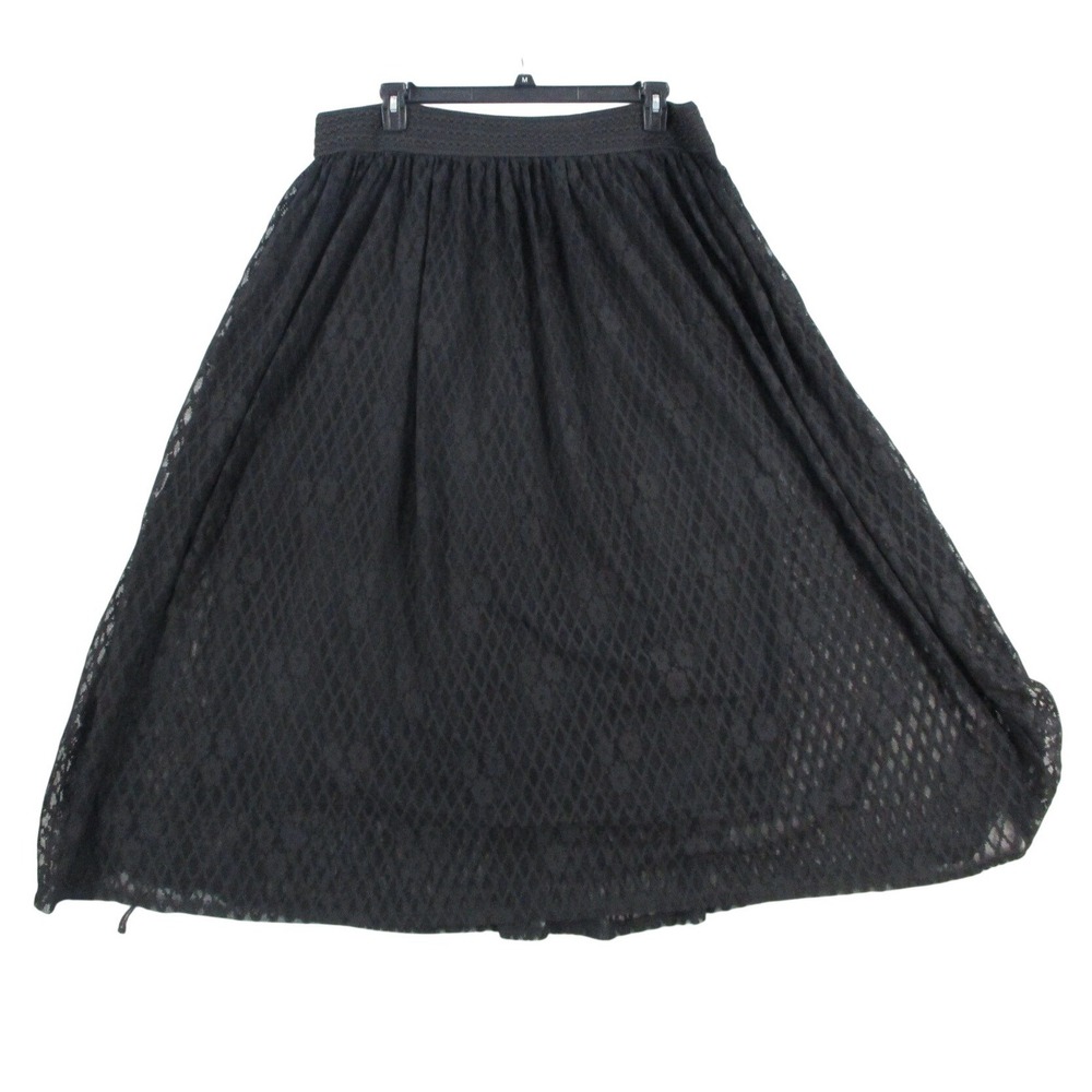 Gothic, Whichy Black Lace Maxi Skirt Elastic Waist Diamond Pattern‎ Whimsygoth